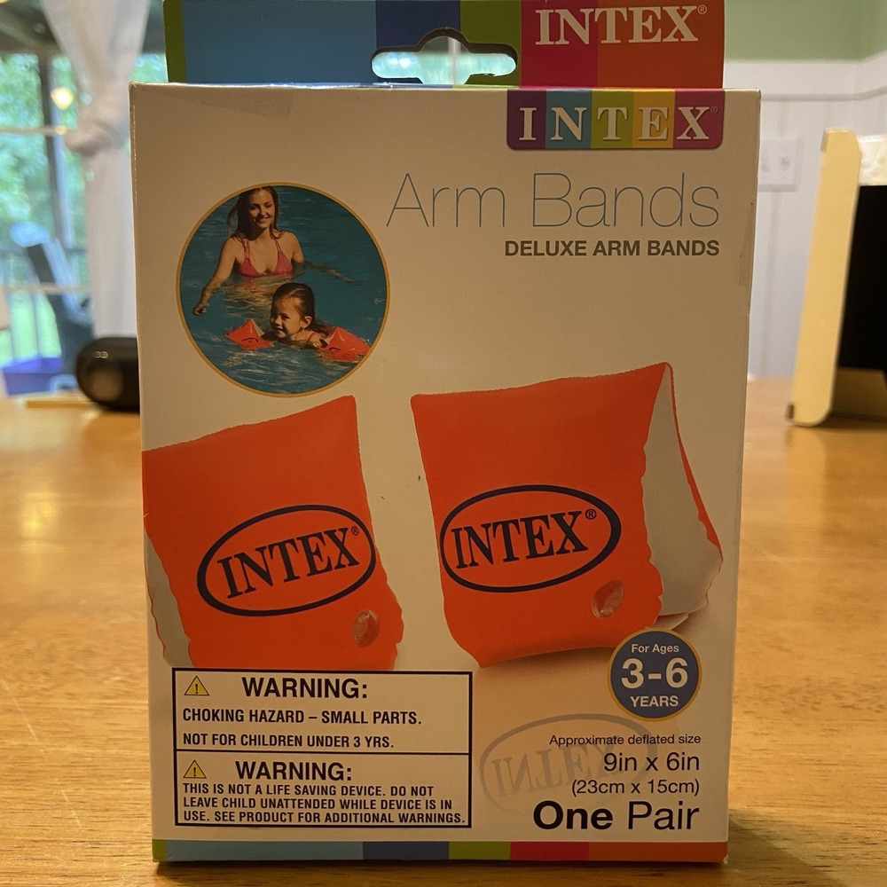 Intex Deluxe 1 Pair Of Orange‎ Arm Bands Water Wings For Age 3-6 NEW